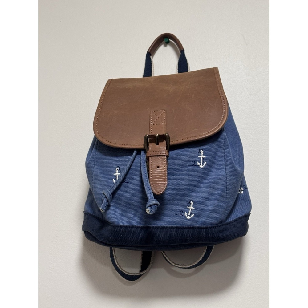 Vtg LL Bean‎ Boat & Tote Bag - Rare Backpack Bag Embroidery Anchors & Leather